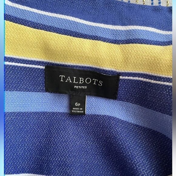 Talbots petites blue and yellow striped jacket size 6P - Picture 3 of 7